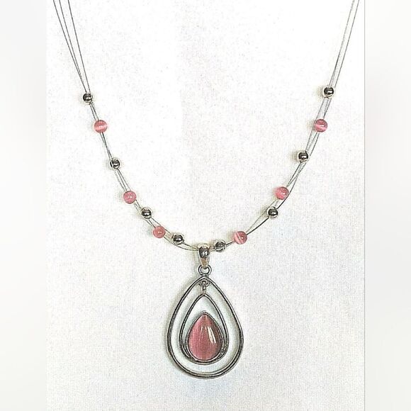 Lia Sophia "COTTON CANDY" Necklace, Pink Cat's Eye, NWOT - Picture 1 of 5